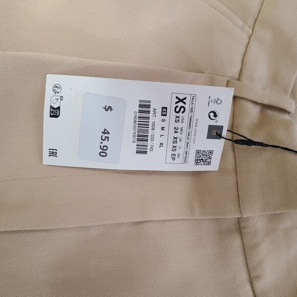 ZARA BERMUDA SHORTS WITH VITA ALTA PINCES BIEGE SIZE XS | 1478/030 - Picture 7 of 10